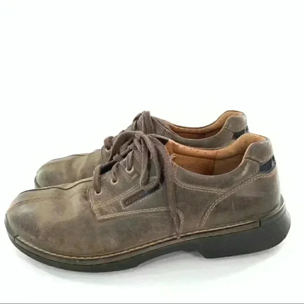 Ecco mens Oxfords size 45 11.5 brown leather lace up comfort orthopedic walking